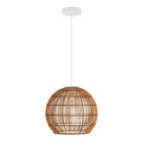 Raya 19" Farmhouse Coastal Rattan 180" Cord Plug-In or Hardwired LED Pendant - JONATHAN Y