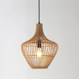Lucas 13" Farmhouse Coastal Rattan 180" Cord Plug-In or Hardwired LED Pendant - JONATHAN Y