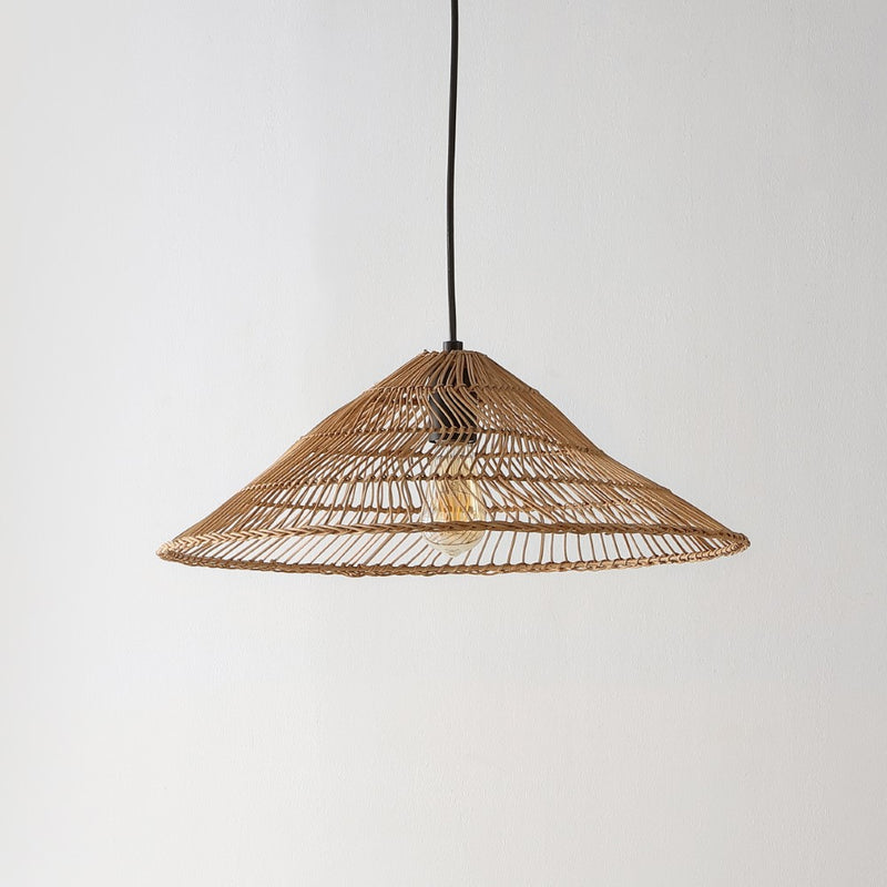 Nova 20.25" Farmhouse Coastal Rattan 180" Cord Plug-In or Hardwired LED Pendant - JONATHAN Y