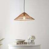 Nova 20.25" Farmhouse Coastal Rattan 180" Cord Plug-In or Hardwired LED Pendant - JONATHAN Y