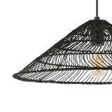 Nova 20.25" Farmhouse Coastal Rattan 180" Cord Plug-In or Hardwired LED Pendant - JONATHAN Y