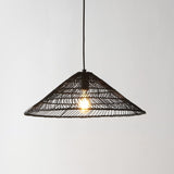 Nova 20.25" Farmhouse Coastal Rattan 180" Cord Plug-In or Hardwired LED Pendant - JONATHAN Y