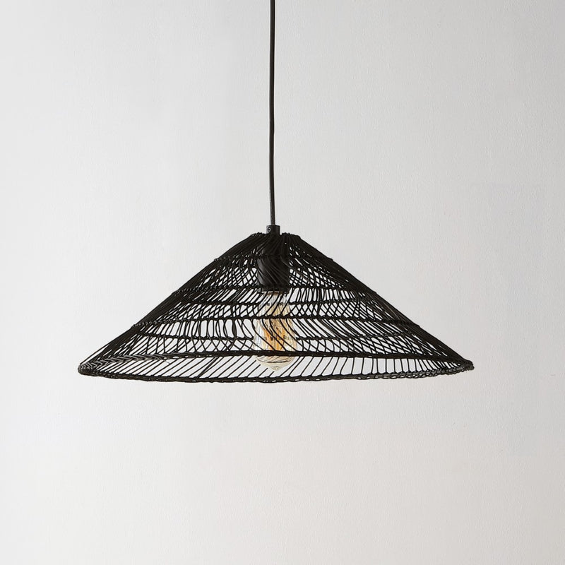 Nova 20.25" Farmhouse Coastal Rattan 180" Cord Plug-In or Hardwired LED Pendant - JONATHAN Y