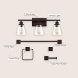 Arlo 22.88" 3-Light Vintage Classic Vanity Light with Bathroom Hardware Accessory Set - JONATHAN Y