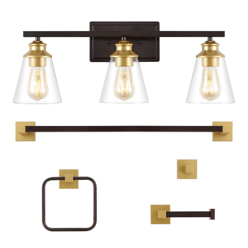 Arlo 22.88" 3-Light Vintage Classic Vanity Light with Bathroom Hardware Accessory Set - JONATHAN Y