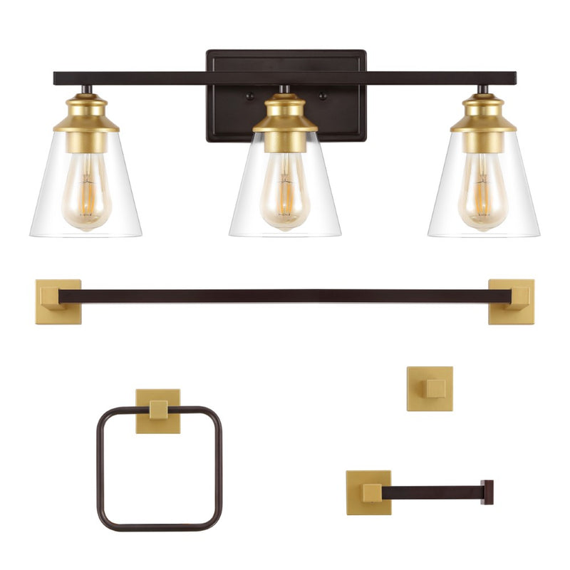 Arlo 22.88" 3-Light Vintage Classic Vanity Light with Bathroom Hardware Accessory Set - JONATHAN Y