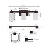 Caia 22.38" 3-Light Modern Contemporary Vanity Light with Frosted Glass Shades and Bathroom Hardware Accessory Set - JONATHAN Y