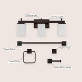 Caia 22.38" 3-Light Modern Contemporary Vanity Light with Frosted Glass Shades and Bathroom Hardware Accessory Set - JONATHAN Y