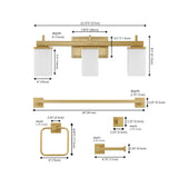 Caia 22.38" 3-Light Modern Contemporary Vanity Light with Frosted Glass Shades and Bathroom Hardware Accessory Set - JONATHAN Y