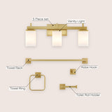 Caia 22.38" 3-Light Modern Contemporary Vanity Light with Frosted Glass Shades and Bathroom Hardware Accessory Set - JONATHAN Y