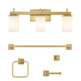 Caia 22.38" 3-Light Modern Contemporary Vanity Light with Frosted Glass Shades and Bathroom Hardware Accessory Set - JONATHAN Y