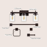 Liam 23.25" 3-Light Farmhouse Industrial Vanity Light with Bathroom Hardware Accessory Set - JONATHAN Y