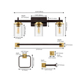 Liam 23.25" 3-Light Farmhouse Industrial Vanity Light with Bathroom Hardware Accessory Set - JONATHAN Y