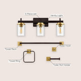 Liam 23.25" 3-Light Farmhouse Industrial Vanity Light with Bathroom Hardware Accessory Set - JONATHAN Y