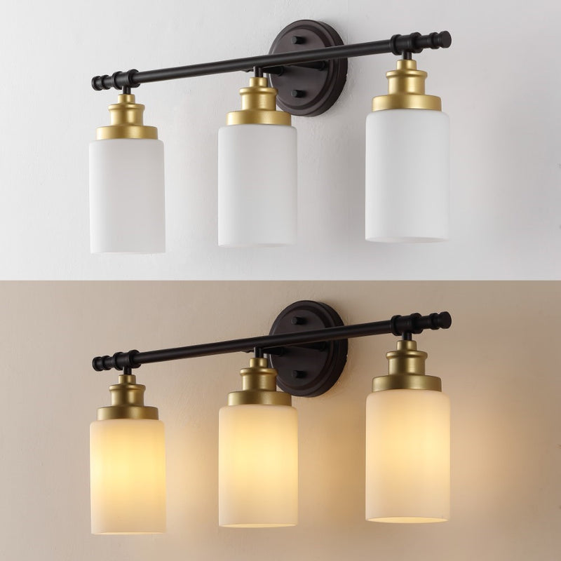 Egan 23.25" 3-Light Classic Cottage Vanity Light with Frosted Glass Shades and Bathroom Hardware Accessory Set - JONATHAN Y
