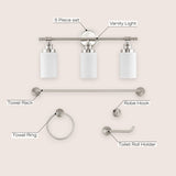 Egan 23.25" 3-Light Classic Cottage Vanity Light with Frosted Glass Shades and Bathroom Hardware Accessory Set - JONATHAN Y