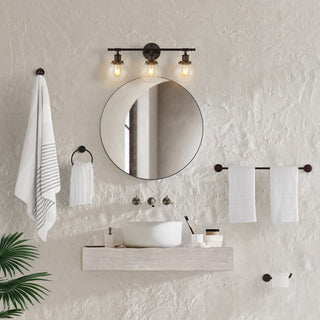 Hugo 24.5" 3-Light Farmhouse Classic Vanity Light with Bathroom Hardware Accessory Set - JONATHAN Y