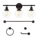 Hugo 24.5" 3-Light Farmhouse Classic Vanity Light with Bathroom Hardware Accessory Set - JONATHAN Y