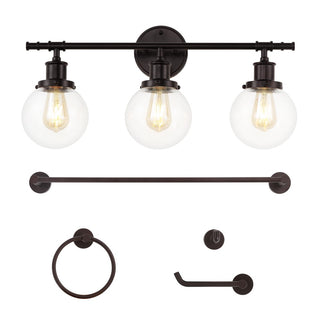 Hugo 24.5" 3-Light Farmhouse Classic Vanity Light with Bathroom Hardware Accessory Set - JONATHAN Y