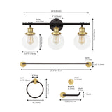 Hugo 24.5" 3-Light Farmhouse Classic Vanity Light with Bathroom Hardware Accessory Set - JONATHAN Y