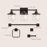 Avalon 26" 3-Light Farmhouse Cottage Vanity Light with Bathroom Hardware Accessory Set - JONATHAN Y