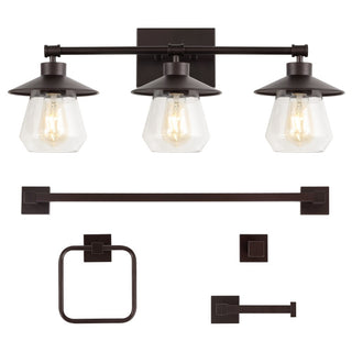 Avalon 26" 3-Light Farmhouse Cottage Vanity Light with Bathroom Hardware Accessory Set - JONATHAN Y