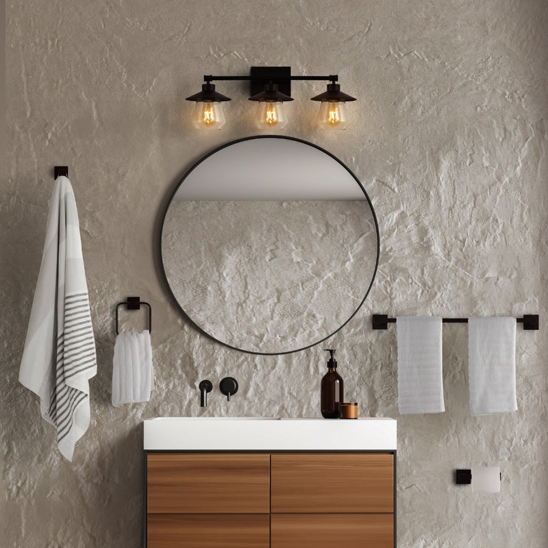 Avalon 26" 3-Light Farmhouse Cottage Vanity Light with Bathroom Hardware Accessory Set - JONATHAN Y