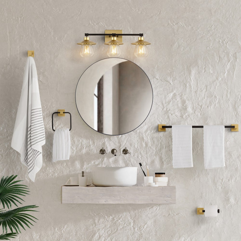 Avalon 26" 3-Light Farmhouse Cottage Vanity Light with Bathroom Hardware Accessory Set - JONATHAN Y