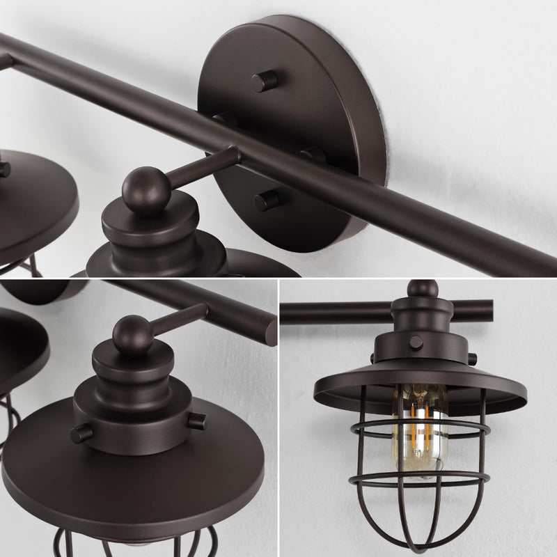 Ellis 24" 3-Light Industrial Farmhouse Vanity Light with Bathroom Hardware Accessory Set - JONATHAN Y