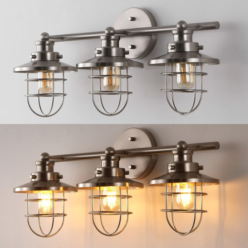 Ellis 24" 3-Light Industrial Farmhouse Vanity Light with Bathroom Hardware Accessory Set - JONATHAN Y