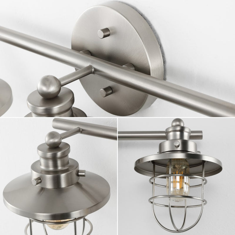 Ellis 24" 3-Light Industrial Farmhouse Vanity Light with Bathroom Hardware Accessory Set - JONATHAN Y