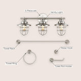Ellis 24" 3-Light Industrial Farmhouse Vanity Light with Bathroom Hardware Accessory Set - JONATHAN Y