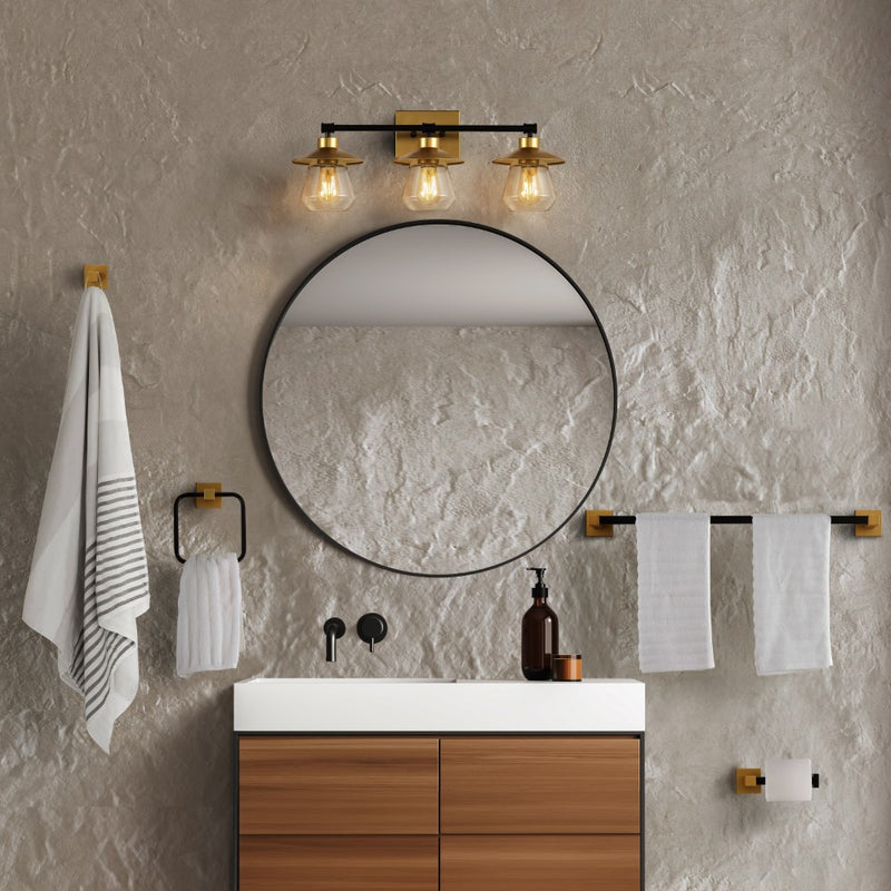 Ellis 24" 3-Light Industrial Farmhouse Vanity Light with Bathroom Hardware Accessory Set - JONATHAN Y