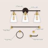 Hollis 23.75" 3-Light Traditional Farmhouse Vanity Light with Bathroom Hardware Accessory Set - JONATHAN Y
