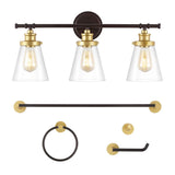 Hollis 23.75" 3-Light Traditional Farmhouse Vanity Light with Bathroom Hardware Accessory Set - JONATHAN Y