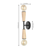 Katia 5.13" Modern Designer Iron/Wood Double Sided Hourglass LED Sconce - JONATHAN Y