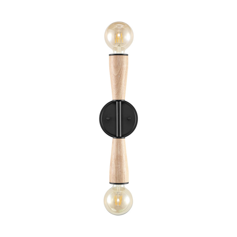 Katia 5.13" Modern Designer Iron/Wood Double Sided Hourglass LED Sconce - JONATHAN Y
