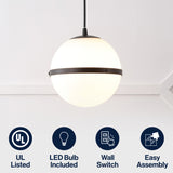 Porter 8" Modern Minimalist Globe LED Pendant Light