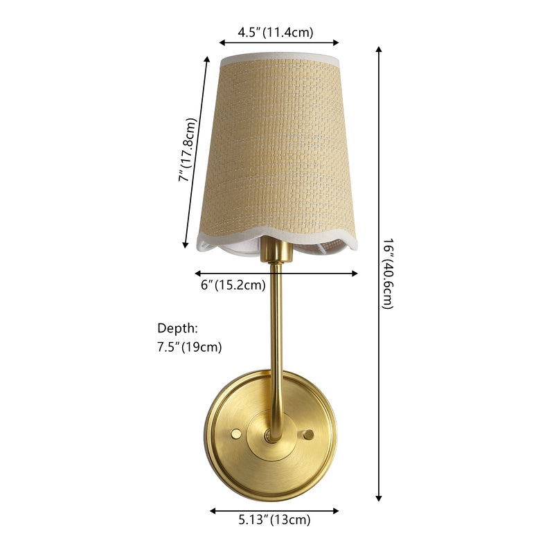 Lila Traditional Coastal Scalloped Fabric Shade/Metal LED Vanity Light