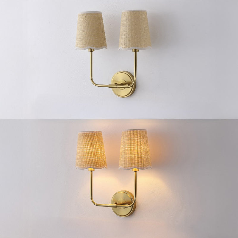 Lila Traditional Coastal Scalloped Fabric Shade/Metal LED Vanity Light