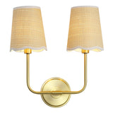 Lila Traditional Coastal Scalloped Fabric Shade/Metal LED Vanity Light