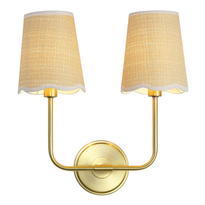 Lila Traditional Coastal Scalloped Fabric Shade/Metal LED Vanity Light