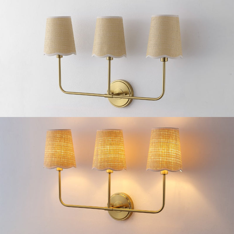 Lila Traditional Coastal Scalloped Fabric Shade/Metal LED Vanity Light