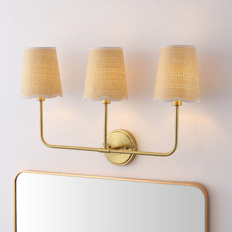 Lila Traditional Coastal Scalloped Fabric Shade/Metal LED Vanity Light