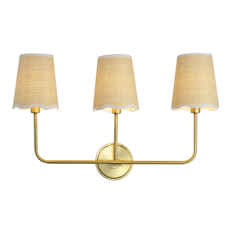 Lila Traditional Coastal Scalloped Fabric Shade/Metal LED Vanity Light