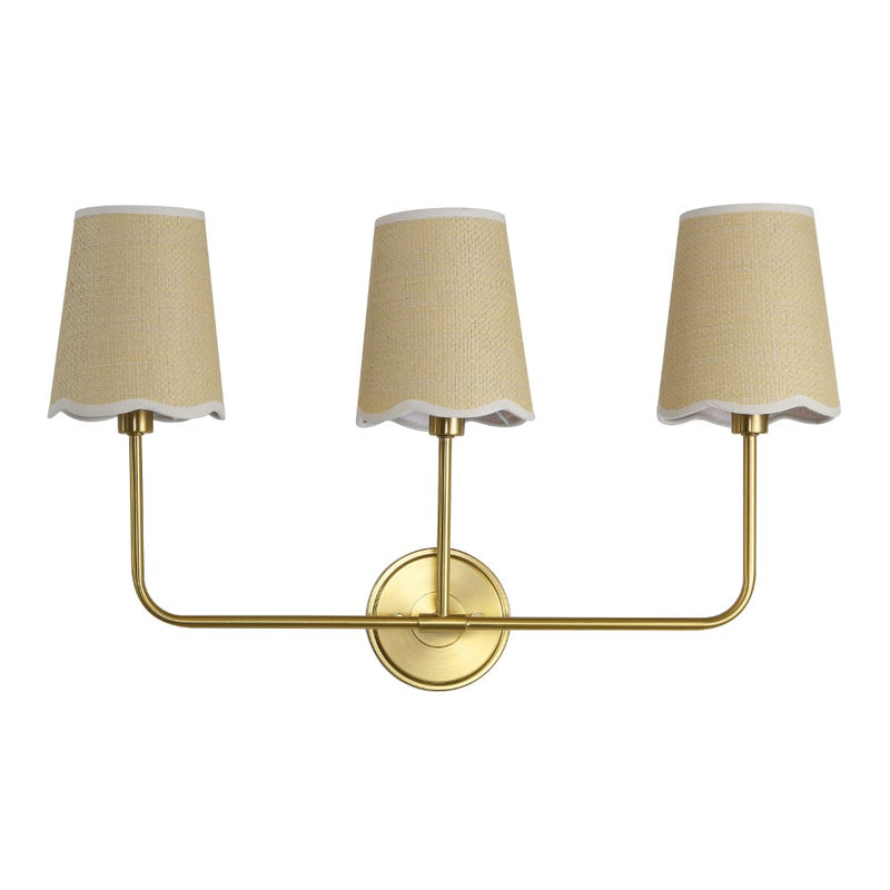 Lila Traditional Coastal Scalloped Fabric Shade/Metal LED Vanity Light
