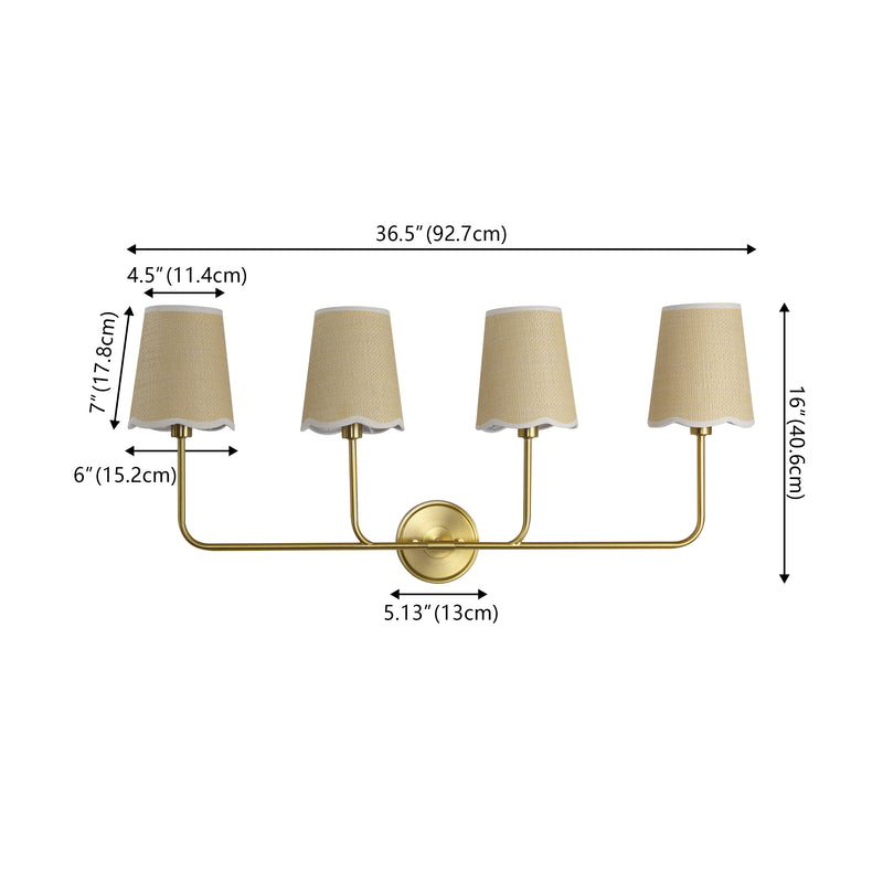 Lila Traditional Coastal Scalloped Fabric Shade/Metal LED Vanity Light
