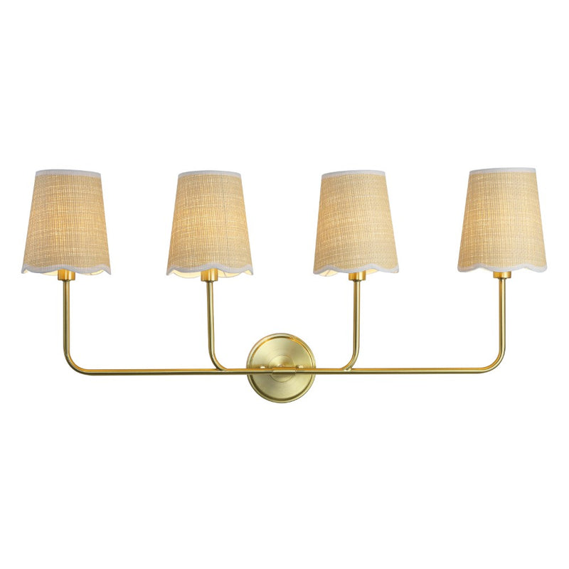 Lila Traditional Coastal Scalloped Fabric Shade/Metal LED Vanity Light