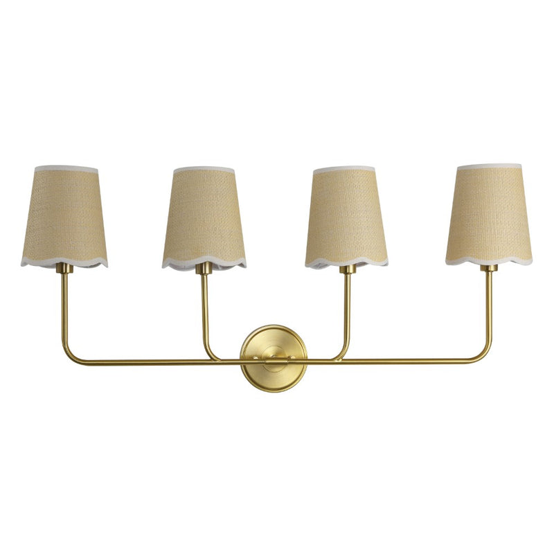 Lila Traditional Coastal Scalloped Fabric Shade/Metal LED Vanity Light