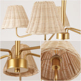 Libby 30" 5-Light Modern Coastal Sleek Woven Rattan/Iron LED Chandelier